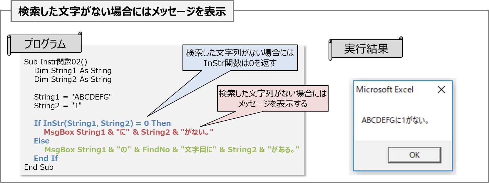 Vba 文字列を検索する Instr関数 の使い方 Electrical Information